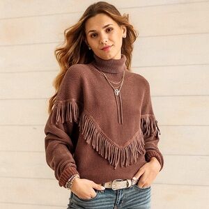 Buckle | Sterling & Stitch | Turtleneck Fringe Sweater